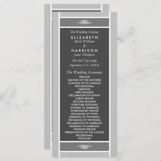 Moderne Pastel Blok - Zilver Grijs - Trouwen Programmakaart (Voorkant / Achterkant)