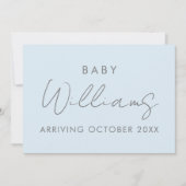 Moderne Pastel Blue-minimalistische zwangerschap Aankondiging (Voorkant)