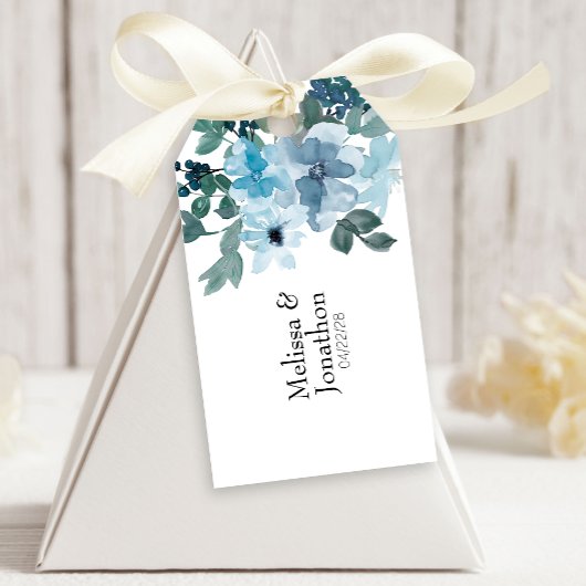 Moderne Pastel Blue Rozen Floral Wedding Gift Labe Cadeaulabel
