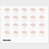 Moderne Pastel Blush Roze Bloemen Groen Bruiloft Ronde Sticker (Vel)