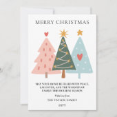 Moderne Pastel Boho Kerstbomen Feestdagenkaart (Voorkant)