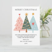 Moderne Pastel Boho Kerstbomen Feestdagenkaart (Staand voorkant)