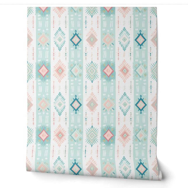 Moderne Pastel Boho Print patroon Behang (Afrollen)