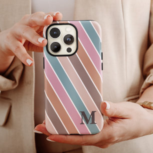 Moderne Pastel Boho Strepen Monogram Aangepast iPhone 13 Pro Max Hoesje