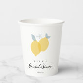 Moderne Pastel Citrus Citroenen Bruiloftsontvangst Papieren Bekers (Voorkant)