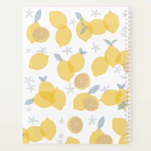 Moderne Pastel Citrus Citrus Lemons Monogram Afspr Planner (Achterkant)