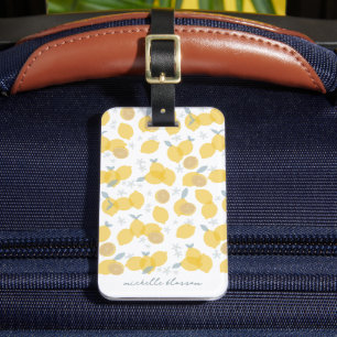Moderne Pastel Citrus Citrus Lemons Patroon Aangep Bagagelabel