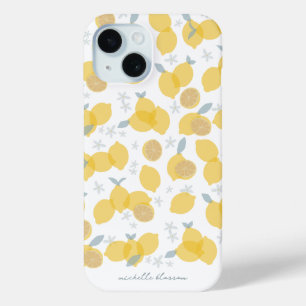 Moderne Pastel Citrus Citrus Lemons Patroon Aangep iPhone 15 Case