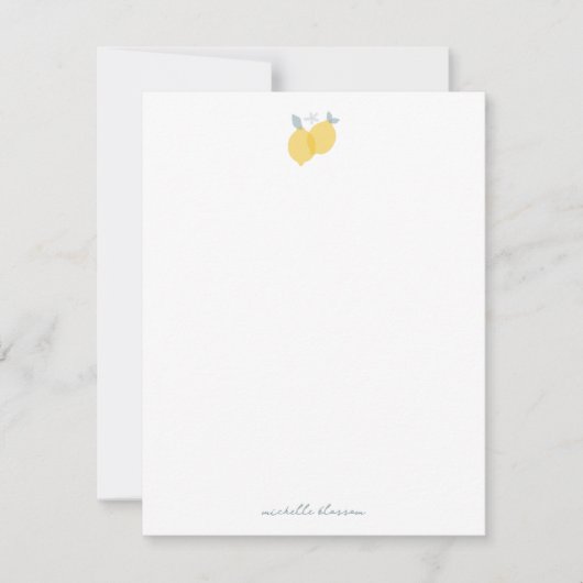 Moderne Pastel Citrus Citrus Lemons Patroon Aangep Notitiekaartje (Voorkant)