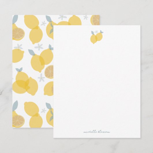 Moderne Pastel Citrus Citrus Lemons Patroon Aangep Notitiekaartje (Voorkant / Achterkant)