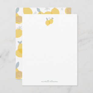 Moderne Pastel Citrus Citrus Lemons Patroon Aangep Notitiekaartje
