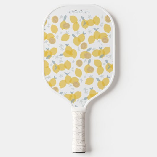 Moderne Pastel Citrus Citrus Lemons Patroon Aangep Pickleball Paddle (Voorkant)