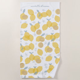 Moderne Pastel Citrus Citrus Lemons Patroon Aangep Strandlaken