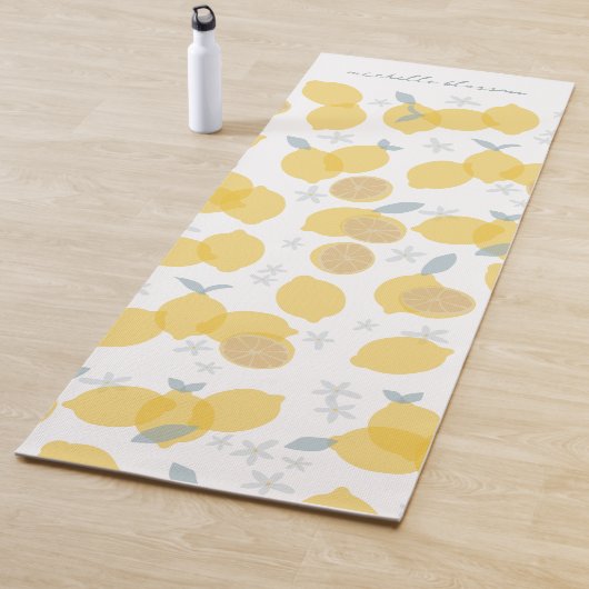 Moderne Pastel Citrus Citrus Lemons Patroon Aangep Yogamat (In situ)