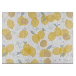 Moderne Pastel Citrus Citrus Lemons Patroon Monogr Snijplank