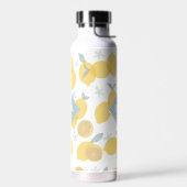 Moderne Pastel Citrus Citrus Lemons Patroon Monogr Waterfles (Links)