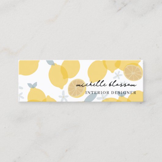 Moderne Pastel Citrus citrusvruchten QR-code minim Mini Visitekaartje (Voorkant)