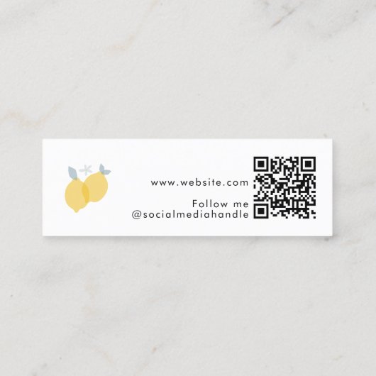 Moderne Pastel Citrus citrusvruchten QR-code minim Mini Visitekaartje (Achterkant)