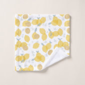 Moderne Pastel Citrus Lemons Monogram Script Bad Handdoek (Wasdoekje)