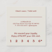 Moderne Pastel Donkerrode Bold Salon Klantenkaartje (Achterkant)