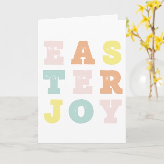 Moderne Pastel Easter Joy Kaart (Gele Bloem)