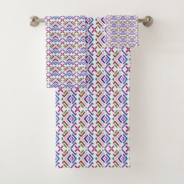 Moderne Pastel Etnisch Geometrisch Diamant Patroon Bad Handdoek