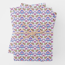 Moderne Pastel Etnisch Geometrisch Diamant Patroon Inpakpapier Vel