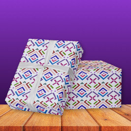 Moderne Pastel Etnisch Geometrisch Diamantpatroon Cadeaupapier