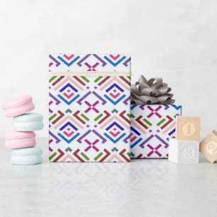 Moderne Pastel Etnisch Geometrisch Diamantpatroon Cadeaupapier