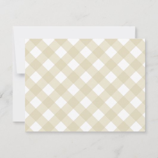 Moderne Pastel Geel Bruin Gingham Plaid Rut Notitiekaartje (Achterkant)