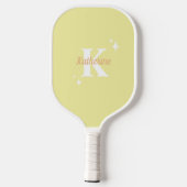 Moderne Pastel Geel Monogram Vrouwelijk Pickleball Paddle (Achterkant)