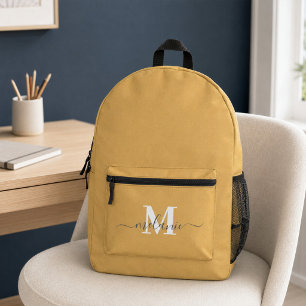 Moderne Pastel Gele Aangepaste Monogram Naam Rugza Bedrukte Rugzak