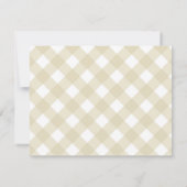 Moderne Pastel Gele Bruine Gingham Plaid Check Notitiekaartje (Achterkant)