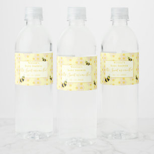 Moderne Pastel Gele Bumble Bee Custom Baby shower Waterfles Etiket