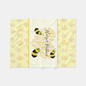 Moderne Pastel Gele Bumble Bijen Honingraat Hart Fleece Deken (Voorkant (Horizontaal))
