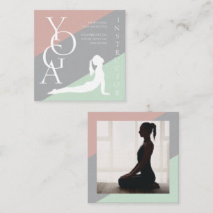 Moderne Pastel Geometrische Yogaleraar Foto Vierkante Visitekaartje
