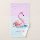 Moderne pastel gestreept, roze flamingo's bad handdoek (Handdoek)