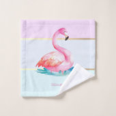 Moderne pastel gestreept, roze flamingo's bad handdoek (Wasdoekje)