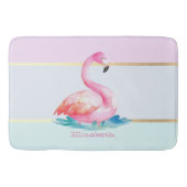 Moderne pastel gestreept, roze flamingo's badmat (Voorkant)
