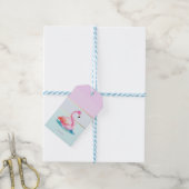 Moderne pastel gestreept, roze flamingo's cadeaulabel (Met Touw)