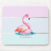 Moderne pastel gestreept, roze flamingo's muismat (Voorkant)