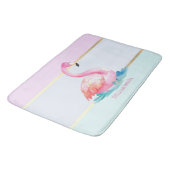 Moderne Pastel Gestreepte, Roze Flamingo's Badmat (Gekanteld)