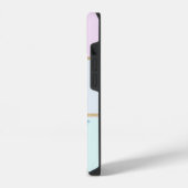 Moderne Pastel Gestreepte, Roze Flamingo's iPhone Hoesje (Linkerkant)