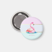 Moderne Pastel Gestreepte, Roze Flamingo's Magneet (Voorkant / Achterkant)