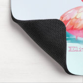 Moderne Pastel Gestreepte, Roze Flamingo's Muismat (Hoek)