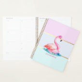 Moderne Pastel Gestreepte, Roze Flamingo's Planner (Display)