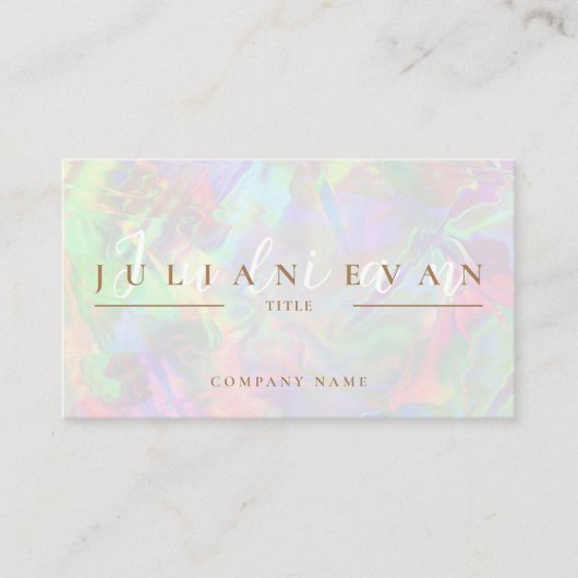 Moderne pastel glitter holografische aura schoonhe visitekaartje (Voorkant)