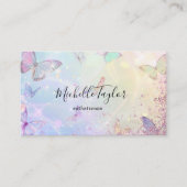 Moderne Pastel Glitter Vlinder Estheticia Make-up Visitekaartje (Voorkant)