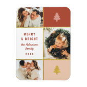 Moderne Pastel & Goud 3 Fotocollage Kerstmis Magneet (Verticaal)