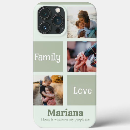 moderne Pastel Green familie Telefoon Case collage (Achterkant)